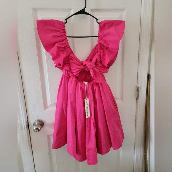 For Love & Lemons Clementine Mini Dress In Pink NWT - Picture 8 of 10